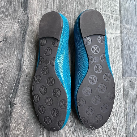 Tory Burch Teal Reva Ballet Flats 8 - Picture 2 of 7
